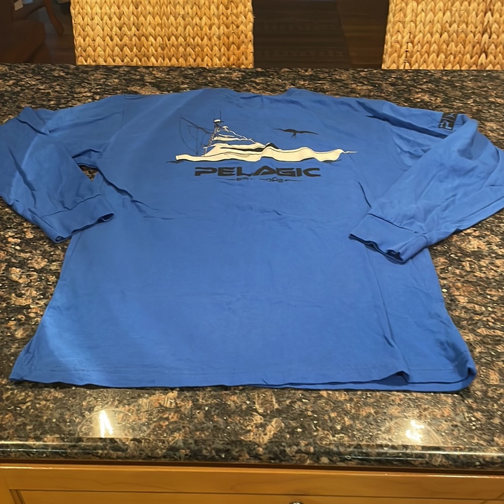 Pelagic Blue Long Sleeve Graphic Fishing Tee